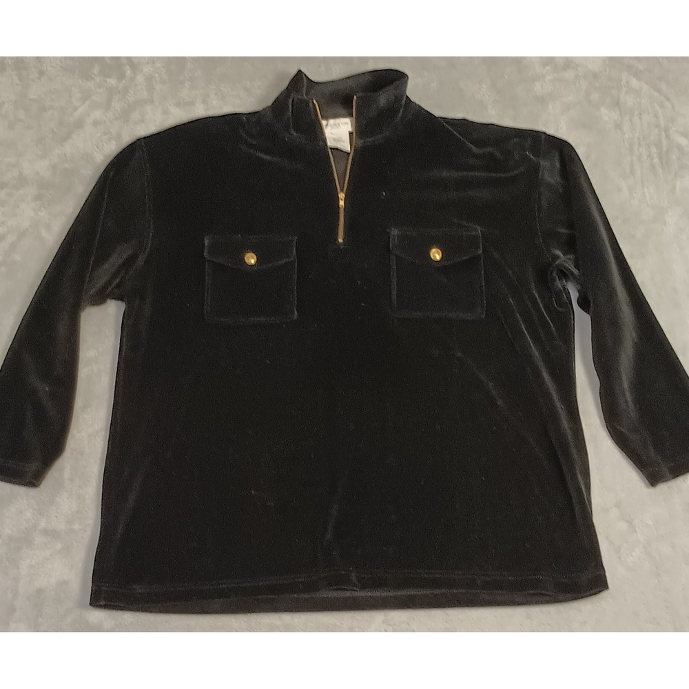 Jones New York quarter zip velour pullover, size L